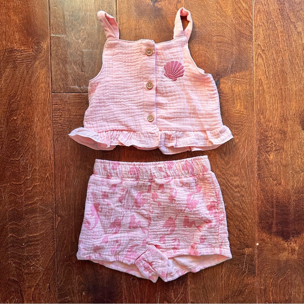 Disney Princess 18M The Little Mermaid 2 Piece Outfit Set Shorts and Top